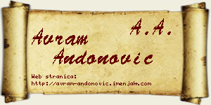 Avram Andonović vizit kartica